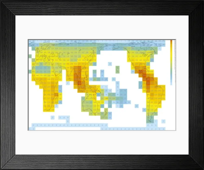 Framed Print : Global biodiversity value map Framed Print : Global biodiversity value map