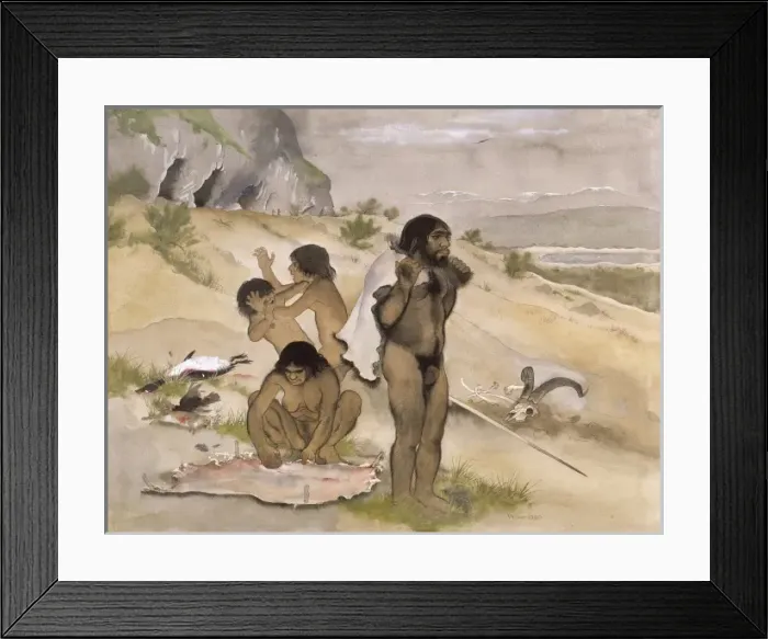 Framed Print : Homo neanderthalensis, Neanderthal Man Framed Print : Homo neanderthalensis, Neanderthal Man