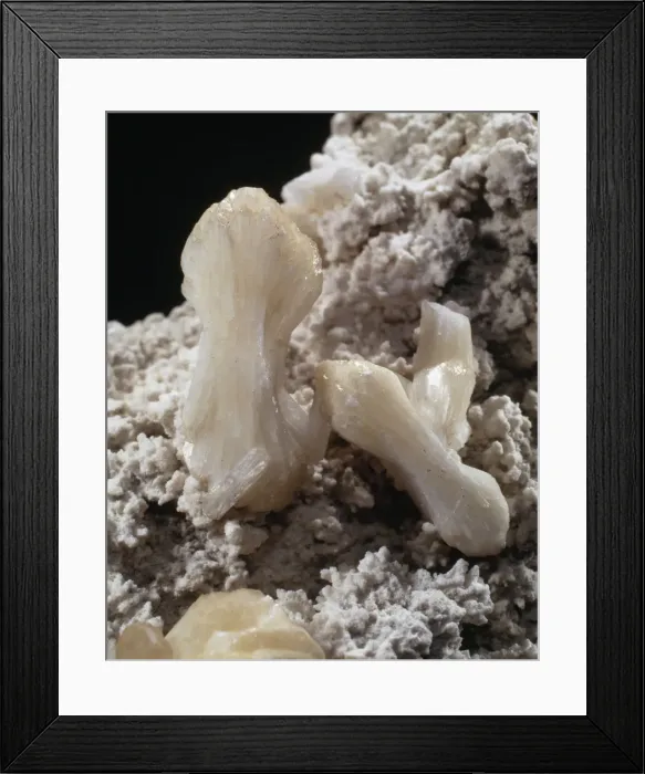 Framed Print : Stilbite comprises of (hydrated sodium calcium aluminum silicate) and derives Framed Print : Stilbite comprises of (hydrated sodium calcium aluminum silicate) and derives