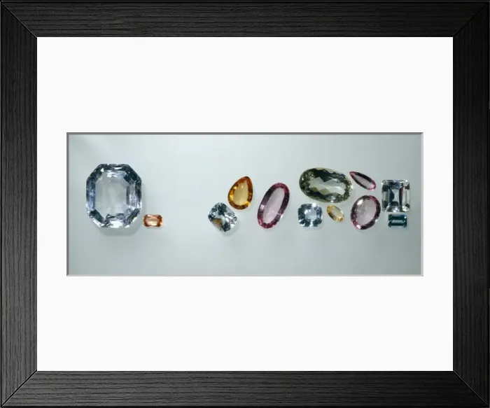 Framed Print : A selection of topaz cut stones Framed Print : A selection of topaz cut stones