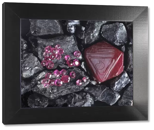 Corundum variety ruby; crystal and gems