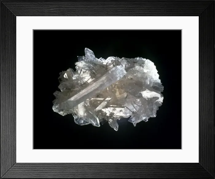 Framed Print : Celestite. A mass of celestite crystals. Celestite is strontium sulphate Framed Print : Celestite. A mass of celestite crystals. Celestite is strontium sulphate