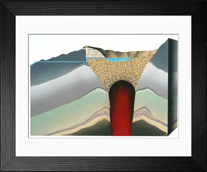 Framed Print : Section through volcano crater lake Framed Print : Section through volcano crater lake