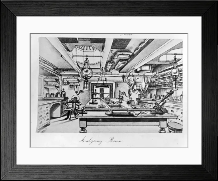 Framed Print : Analysing room on board H. M. S. Challenger Framed Print : Analysing room on board H. M. S. Challenger