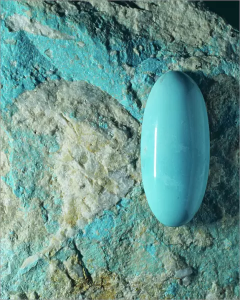 Turquoise. A specimen of the mineral turquoise (hydrated copper aluminum phosphate)