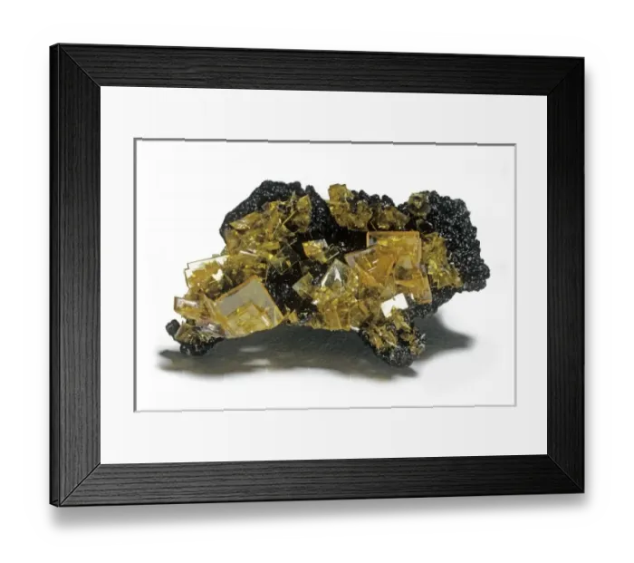 Framed Print : Wulfenite comprises of (lead molybdate). It is a lead mineral formed as Framed Print : Wulfenite comprises of (lead molybdate). It is a lead mineral formed as