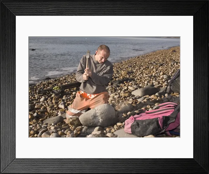 Framed Print : Excavating at Charmouth Framed Print : Excavating at Charmouth