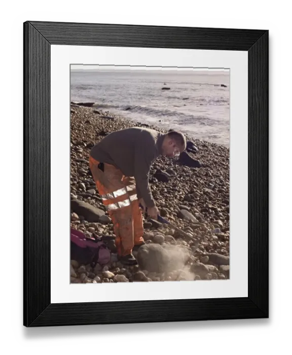 Framed Print : Excavating at Charmouth Framed Print : Excavating at Charmouth