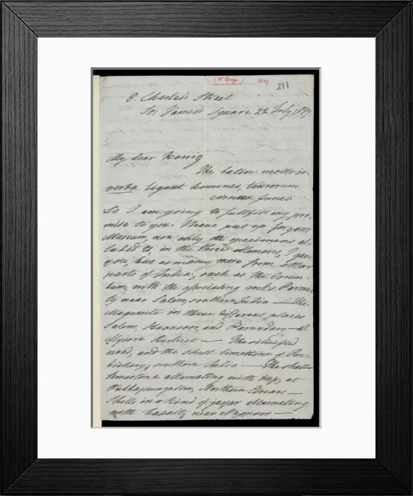 Framed Print : Letter from Dr Benza to Charles Konig, 1837 Framed Print : Letter from Dr Benza to Charles Konig, 1837