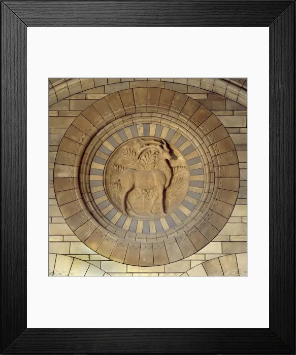 Framed Print : Detail of terracotta panel showing ibex Framed Print : Detail of terracotta panel showing ibex