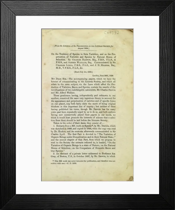 Framed Print : Title page of the Darwin - Wallace paper Framed Print : Title page of the Darwin - Wallace paper