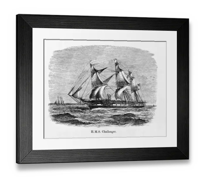 Framed Print : Engraved view of H. M. S. Challenger Framed Print : Engraved view of H. M. S. Challenger