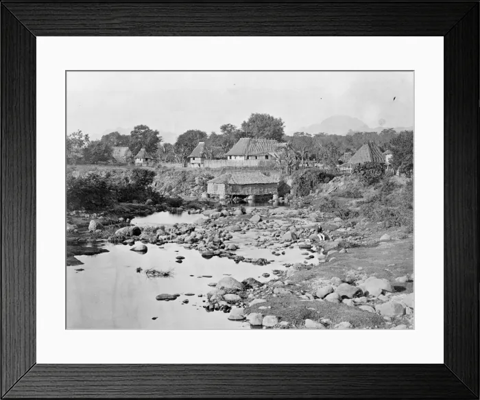 Framed Print : Straw roofed houses on stilts, Fiji Framed Print : Straw roofed houses on stilts, Fiji
