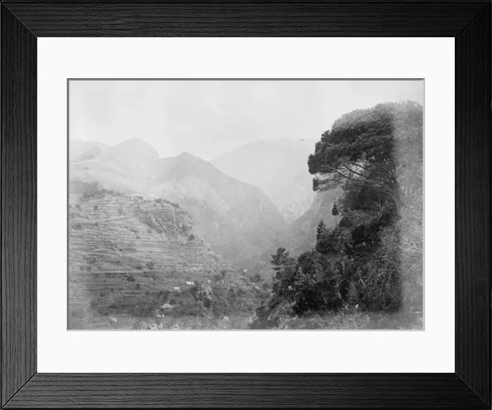 Framed Print : Terracing on steep valley sides, c. 1870 Framed Print : Terracing on steep valley sides, c. 1870