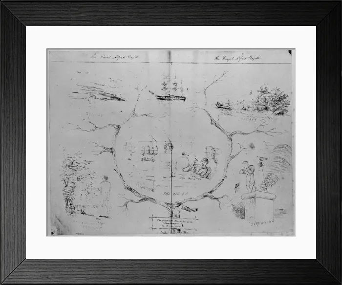 Framed Print : Cartoon published on a page of the Royal Albert Gazette