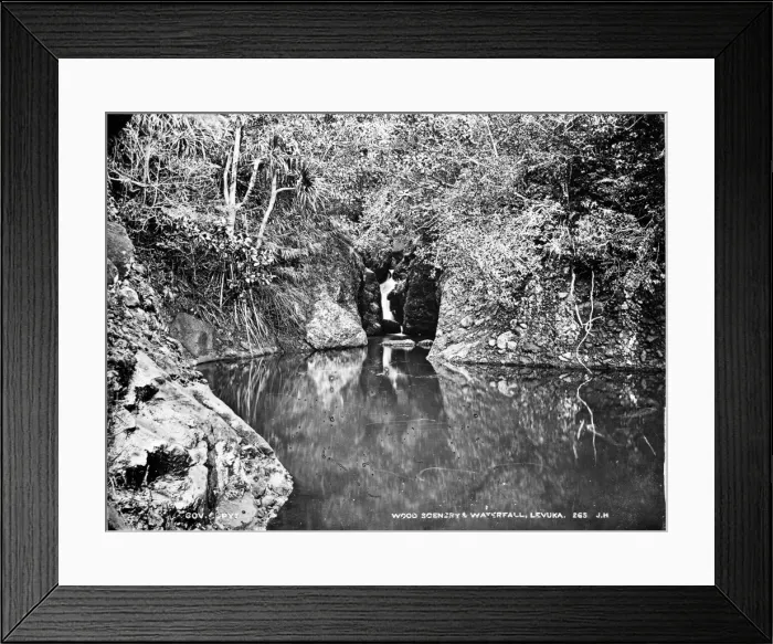 Framed Print : Wood scenery with waterfall, Levuka, Fiji Framed Print : Wood scenery with waterfall, Levuka, Fiji