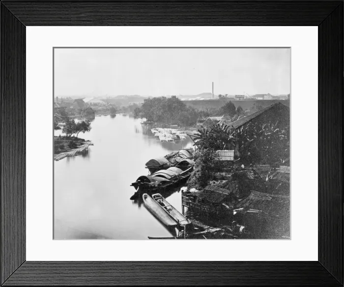 Framed Print : River with dugout canoes. Fiji Framed Print : River with dugout canoes. Fiji