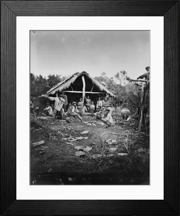 Framed Print : Natives grouped in front of a hut, Manila, Luzon, Philippine Framed Print : Natives grouped in front of a hut, Manila, Luzon, Philippine