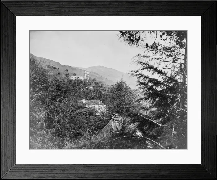 Framed Print : Buildings on mountainside, c. 1870 Framed Print : Buildings on mountainside, c. 1870