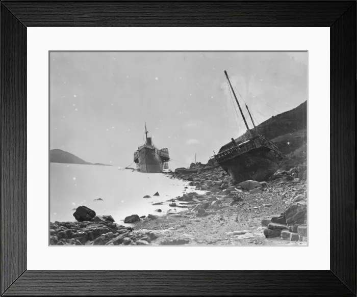 Framed Print : Beached paddle steamer. China Framed Print : Beached paddle steamer. China