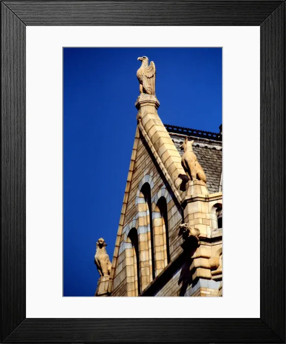 Framed Print : Detail view of the exterior of the Waterhouse Building Framed Print : Detail view of the exterior of the Waterhouse Building