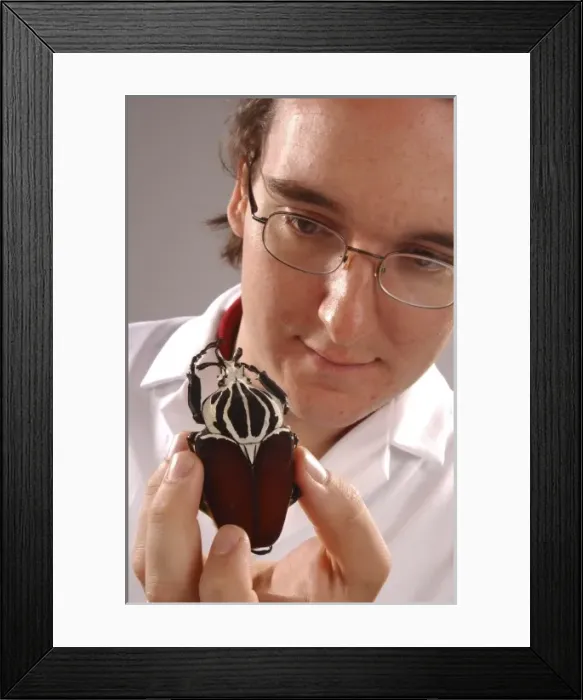 Framed Print : Max Barclay with beetle specimen Framed Print : Max Barclay with beetle specimen