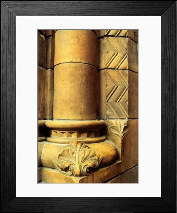 Framed Print : Detail of terracotta mouldings in the Waterhouse Building Framed Print : Detail of terracotta mouldings in the Waterhouse Building