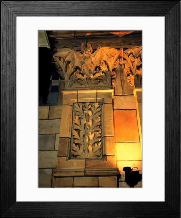 Framed Print : Detail of terracotta moulding of a bat in the Waterhouse Bui Framed Print : Detail of terracotta moulding of a bat in the Waterhouse Bui