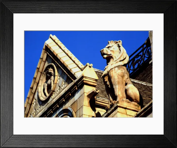 Framed Print : Detail view of the exterior of the Waterhouse Building Framed Print : Detail view of the exterior of the Waterhouse Building