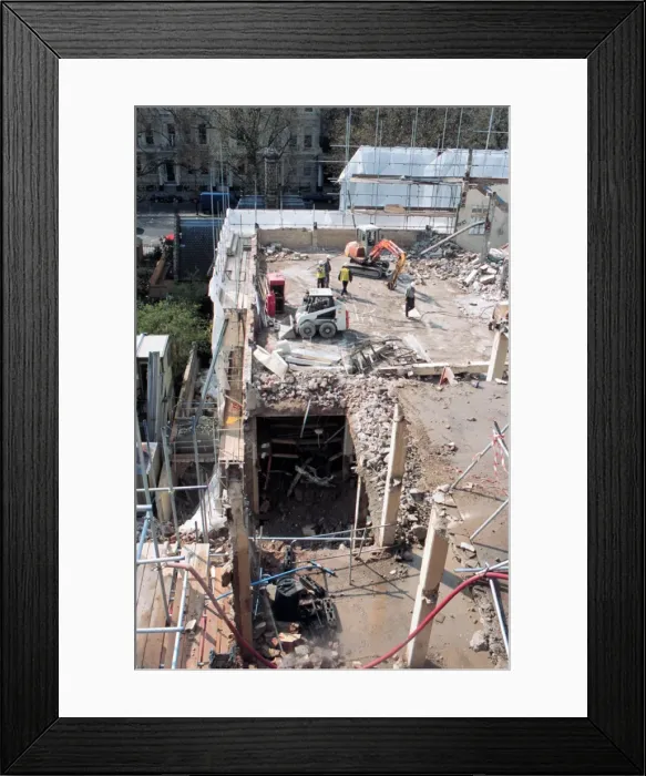 Framed Print : Demolition of the Spirit Building Framed Print : Demolition of the Spirit Building