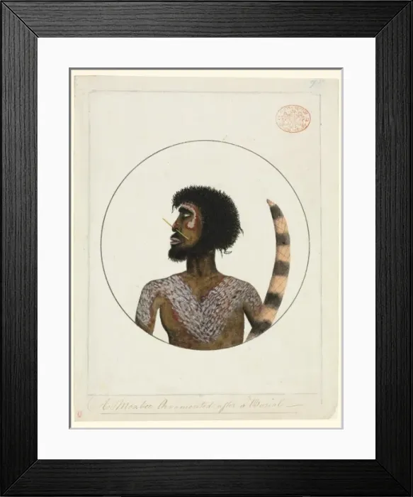 Framed Print : Portrait of an Aboriginal man decorated for a funeral Framed Print : Portrait of an Aboriginal man decorated for a funeral