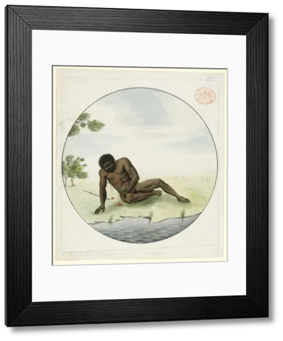 Framed Print : Wounded aboriginal man in a classical pose Framed Print : Wounded aboriginal man in a classical pose