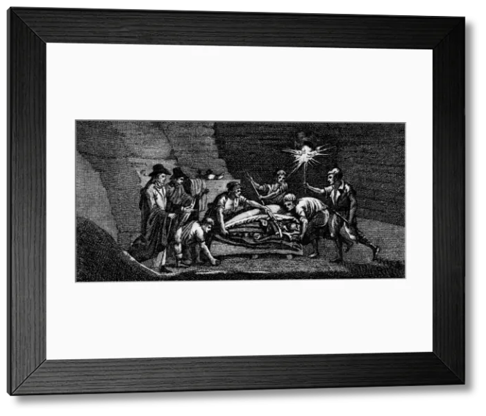 Framed Print : Excavating a Mosasaur skull Framed Print : Excavating a Mosasaur skull