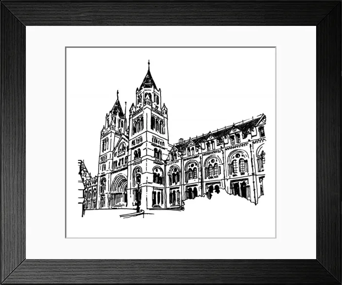 Framed Print : Drawing of the Cromwell Road facade of the Natural History Framed Print : Drawing of the Cromwell Road facade of the Natural History