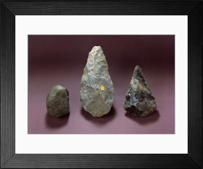 Framed Print : Hand-axes & pebble tool Framed Print : Hand-axes & pebble tool
