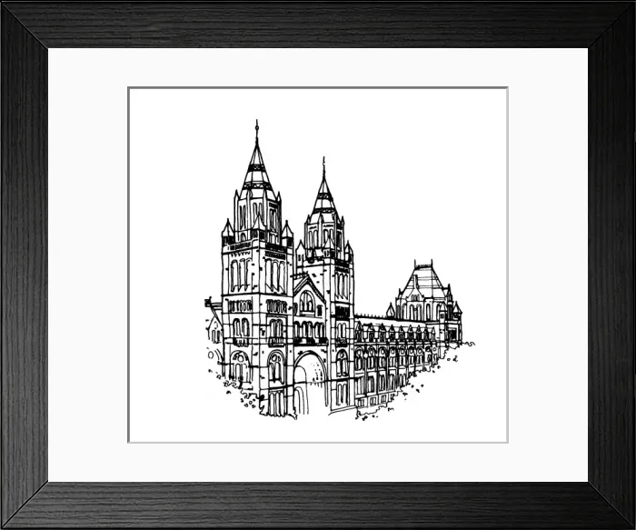 Framed Print : Drawing of the Cromwell Road facade of the Natural History M Framed Print : Drawing of the Cromwell Road facade of the Natural History M