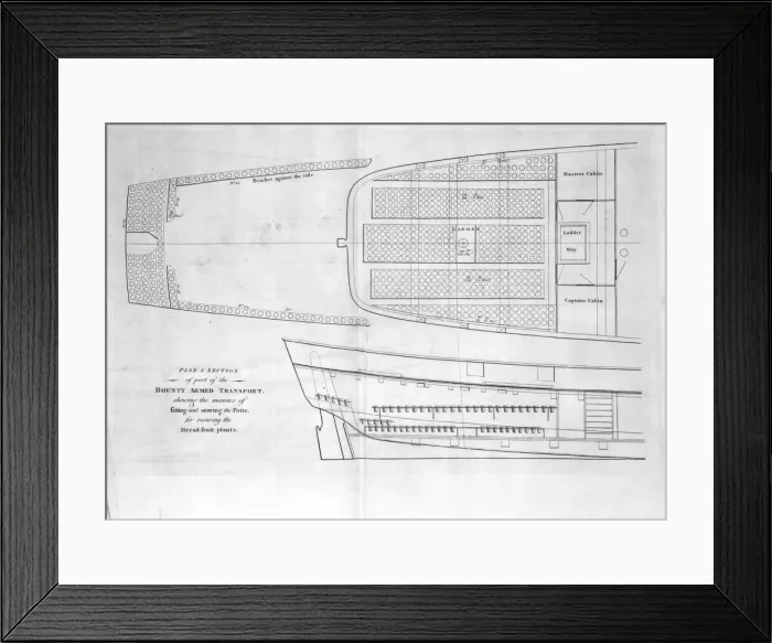Framed Print : Sketch of the Bounty by Joseph Banks