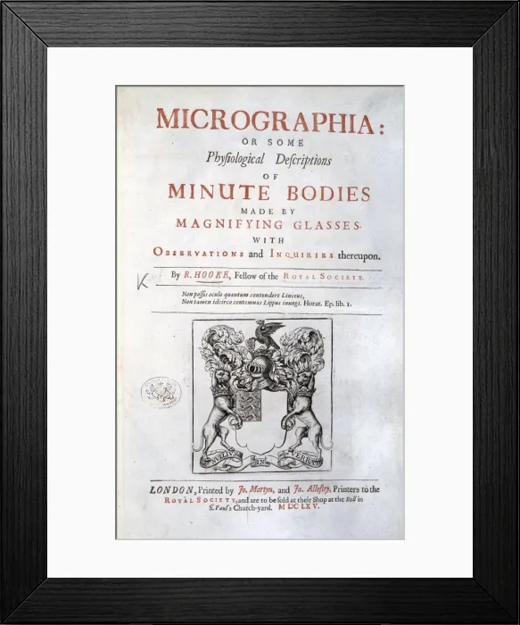 Framed Print : Title page of Micrographia by R. Hooke Framed Print : Title page of Micrographia by R. Hooke