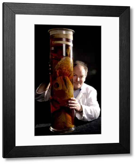 Framed Print : Oliver Crimmen with fish specimen Framed Print : Oliver Crimmen with fish specimen
