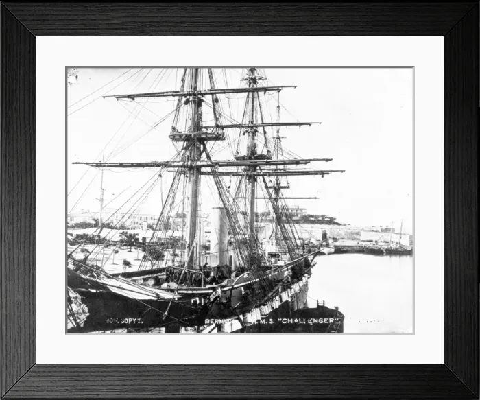 Framed Print : View of H. M. S. Challenger in Bermuda, West Indies Framed Print : View of H. M. S. Challenger in Bermuda, West Indies
