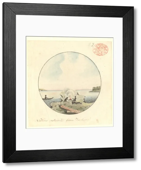 Framed Print : Aborigines returned from fishing Framed Print : Aborigines returned from fishing
