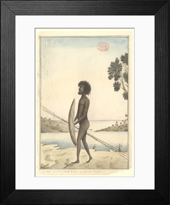 Framed Print : Aboriginal man armed for combat