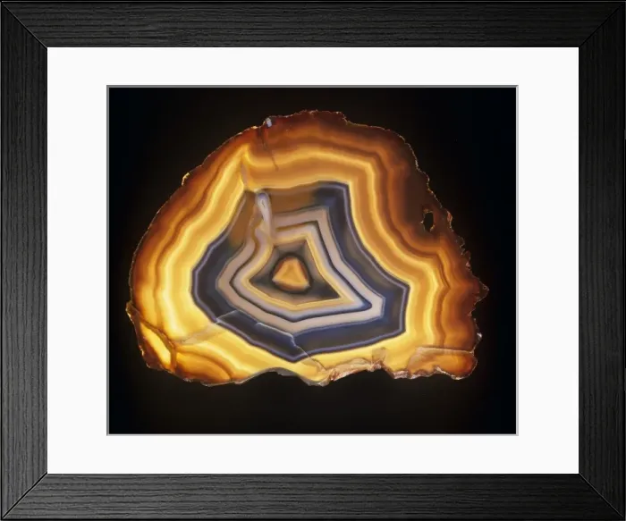 Framed Print : Agate. Polished slice of agate from Uraguay Framed Print : Agate. Polished slice of agate from Uraguay