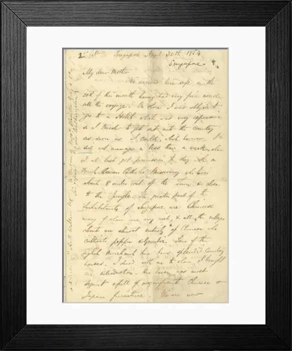Framed Print : Letter from A. R. Wallace to his mother, 30 April 1854 Framed Print : Letter from A. R. Wallace to his mother, 30 April 1854