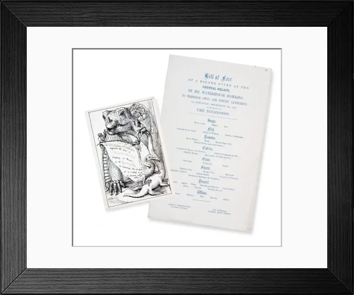 Framed Print : Victorian invitation and menu for dinner at Crystal Palace ( Framed Print : Victorian invitation and menu for dinner at Crystal Palace (