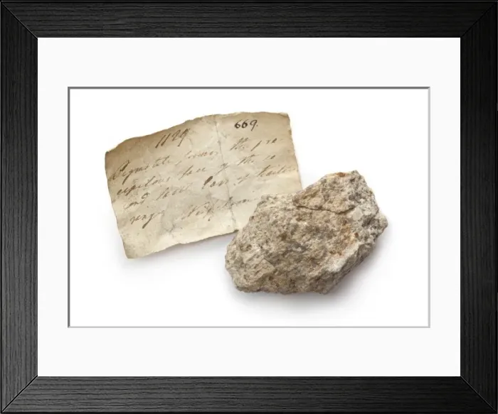 Framed Print : Granite, collected by Dr Benza from the precipitous face of 2nd hill east of Kaitee range Framed Print : Granite, collected by Dr Benza from the precipitous face of 2nd hill east of Kaitee range
