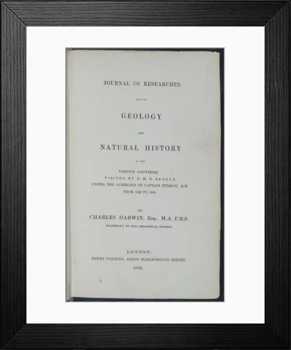 Framed Print : Journal of Researches - title page Framed Print : Journal of Researches - title page