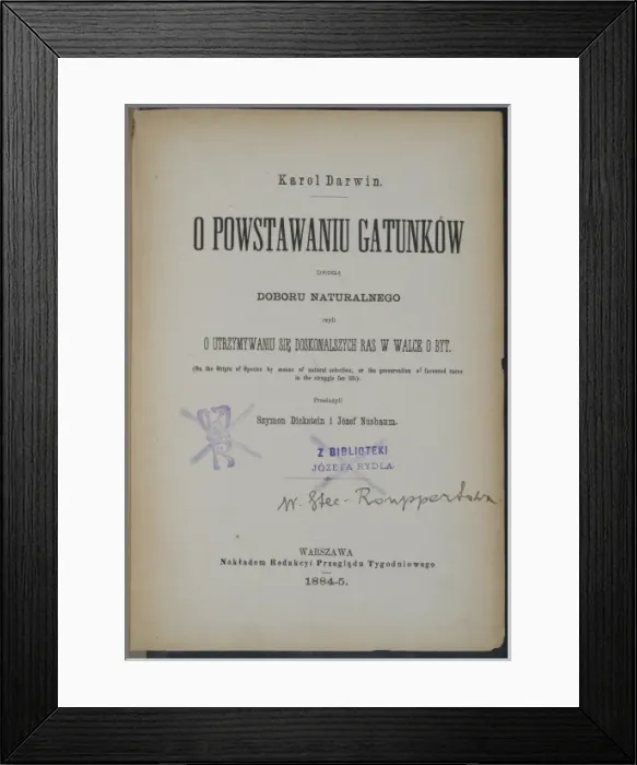 Framed Print : The Origin of Species title page - Polish edition Framed Print : The Origin of Species title page - Polish edition