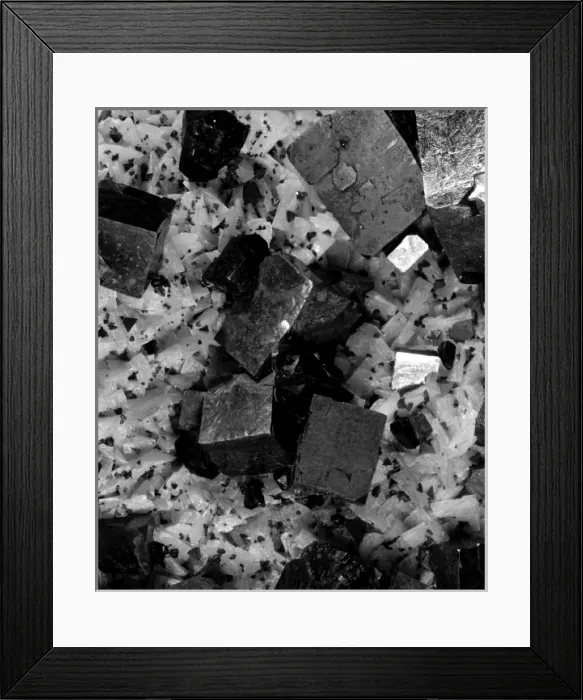 Framed Print : Galena. Metallic cubes of galena. Galena is comprised of Framed Print : Galena. Metallic cubes of galena. Galena is comprised of