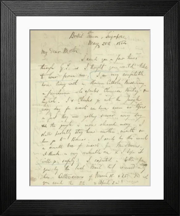 Framed Print : Letter from A. R. Wallace to his mother, 28 May 1854 Framed Print : Letter from A. R. Wallace to his mother, 28 May 1854